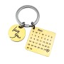 Personalized Calendar Keychain Hand Carved Calendar Keyring Stainless Steel Brelok(Gold)