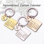 Personalized Calendar Keychain Hand Carved Calendar Keyring Stainless Steel Brelok(Gold)