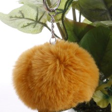 Simple Key Chain Fur Ball Pompon Keychain Pompom Artificial Rabbit Fur Animal Keychains for Woman Car Bag Key Rings(coffee)