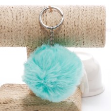 Simple Key Chain Fur Ball Pompon Keychain Pompom Artificial Rabbit Fur Animal Keychains for Woman Car Bag Key Rings(light green)