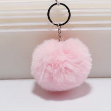 Простая сеть сети мех мяч для бревна для брелок для брелок -брелок с искусственным кроличьим мехом для животных для женщин -мешков для женщины Car Bag Ключевые кольца (розовый)
