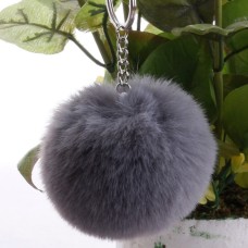 Simple Key Chain Fur Ball Pompon Keychain Pompom Artificial Rabbit Fur Animal Keychains for Woman Car Bag Key Rings(light gray)