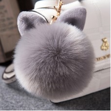 Fur Pom Keychains Fake Rabbit Fur Ball Keychain(gray)