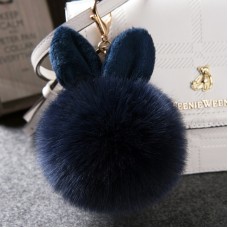 Fur Pom Keychains Fake Rabbit Fur Ball Keychain(dark blue)