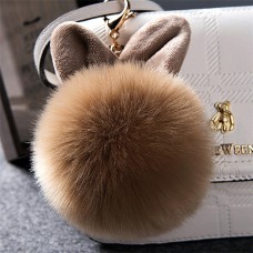 Fur Pom Keychains Fake Rabbit Fur Ball Keychain(coffee)