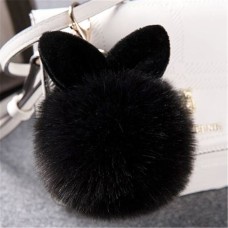 Fur Pom Keychains Fake Rabbit Fur Ball Keychain(black)