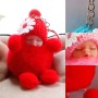 Sleeping Baby Doll Ball Key Chain Car Keyring Holder Bag Pendant Charm Keychain(Magenta)