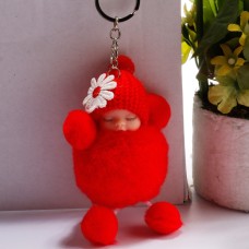 Sleeping Baby Doll Ball Key Chain Car Keyring Holder Bag Pendant Charm Keychain(Red)