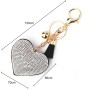 2 PCS Heart Keychain Leather Tassel Gold Key Holder Metal Crystal Key Chain Keyring Charm Bag Auto Pendant Gift(purple)