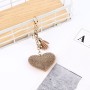 2 PCS Heart Keychain Leather Tassel Gold Key Holder Metal Crystal Key Chain Keyring Charm Bag Auto Pendant Gift(purple)