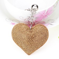 2 PCS Heart Keychain Leather Tassel Gold Key Holder Metal Crystal Key Chain Keyring Charm Bag Auto Pendant Gift(gold)