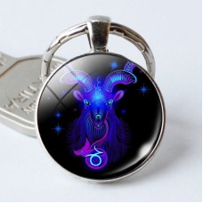 Zodiac Sign Keychain 12 Constellation Pendant Single Face Keyring