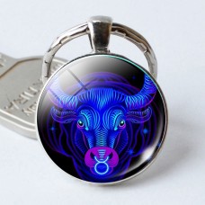 Zodiac Sign Keychain 12 Constellation Pendant Single Face Keyring