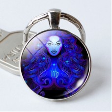 Zodiac Sign Keychain 12 Constellation Pendant Single Face Keyring