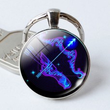 Zodiac Sign Keychain 12 Constellation Pendant Single Face Keyring