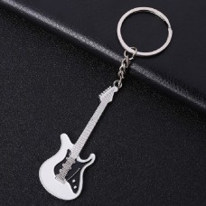 2 PCS Creative Guitar Keychain Metal музыкальный инструмент подвеска (белый)