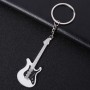 2 PCS Creative Guitar Keychain Metal Musical Instrument Pendant(White)