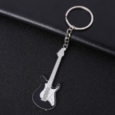 2 PCS Creative Guitar Keychain Metal Musical Instrument Penden (Black)