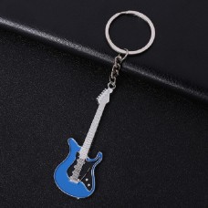2 PCS Creative Guitar Keychain Metal музыкальный инструмент подвеска (синий)