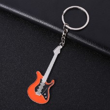 2 PCS Creative Guitar Keychain Metal Musical Instrument Penden (Orange)