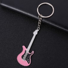2 PCS Creative Guitar Keychain Metal музыкальный инструмент подвеска (розовый)