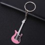 2 PCS Creative Guitar Keychain Metal Musical Instrument Pendant(Pink)