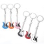 2 PCS Creative Guitar Keychain Metal Musical Instrument Pendant(Pink)