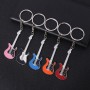 2 PCS Creative Guitar Keychain Metal Musical Instrument Pendant(Pink)