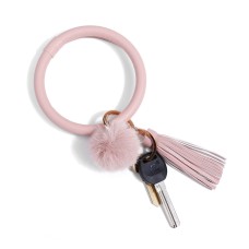 2 ПК с бахромой браслет Кружный Круг Анти-Лос-Кожаный кожаный браслет для волос-шейка Керинг подвеска (розовый)