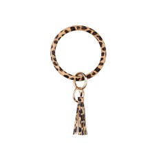 PU Tassel Leopard Print Bracelet Keychain(Coffee)