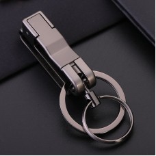 JOBON ZB-8782 Car Keychain Men Metal Anti-Lost Double Ring Detachable Keychain(Black Nickel)