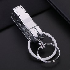 JOBON ZB-8782 Car Keychain Men Metal Anti-Lost Double Ring Detachable Keychain(Brown Chrome)