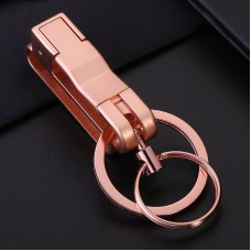 JOBON ZB-8782 Car Keychain Men Metal Anti-Lost Double Ring Detachable Keychain(Golden)