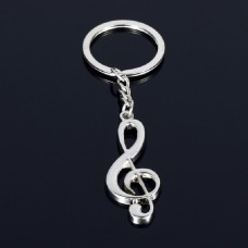 2 PCS Creative Personality Note Metal Keychain Pendant( Bright Nickel)