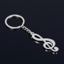 2 PCS Creative Personality Note Metal Keychain Pendant( Bright Nickel)