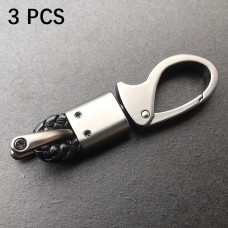 3 PCS Metal Keychain Hand-woven Rope Horseshoe Buckle(Black Rope)