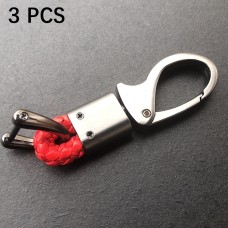 3 PCS Metal Keychain Hand-woven Rope Horseshoe Buckle(Red Rope)
