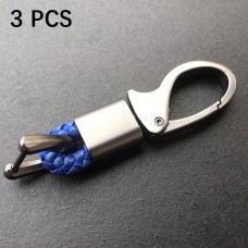 3 PCS Metal Keychain Hand-woven Rope Horseshoe Buckle(Blue Rope)