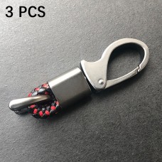 3 PCS Metal Keychain Hand-woven Rope Horseshoe Buckle(Black Red Rope)