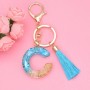 2 PCS English Alphabet Epoxy Tassel Keychain Bag Pendant(C)