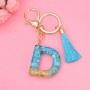 2 PCS English Alphabet Epoxy Tassel Keychain Bag Pendant(D)