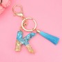 2 PCS English Alphabet Epoxy Tassel Keychain Bag Pendant(K)