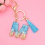 2 PCS English Alphabet Epoxy Tassel Keychain Bag Pendant(M)