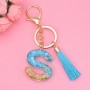 2 PCS English Alphabet Epoxy Tassel Keychain Bag Pendant(S)