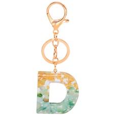 2 PCS Gold Foil Epoxy English Letter Keychain Bag Pendant(D)