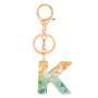 2 PCS Gold Foil Epoxy English Letter Keychain Bag Pendant(K)