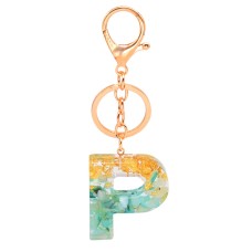 2 PCS Gold Foil Epoxy English Letter Keychain Bag Pendant(P)