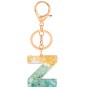 2 PCS Gold Foil Epoxy English Letter Keychain Bag Pendant(Z)