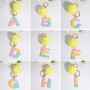 2 PCS Crystal Epoxy Rainbow Color Keychain Hair Ball Ladies Bag Pendant(C)