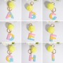 2 PCS Crystal Epoxy Rainbow Color Keychain Hair Ball Ladies Bag Pendant(G)
